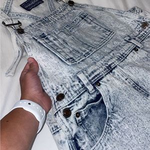 Ice aged denim overall dress